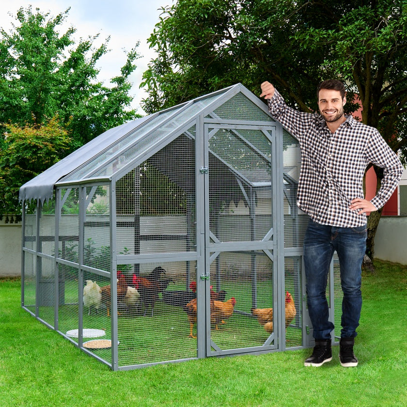 Outdoor Chicken Coop Enclosures 110 Large Kitten Playpen ,Upgrade Waterproof Cover-GREY