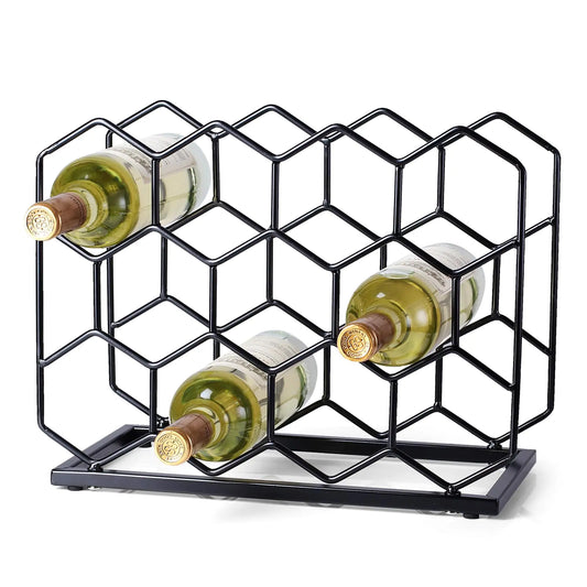 Drincarier Countertop Wine Rack - 14 Bottle Freestanding Modern Gold Metal Small Wine Rack - Tabletop Wine Holder Stand for Cabinet Pantry Wine Bottle Storage